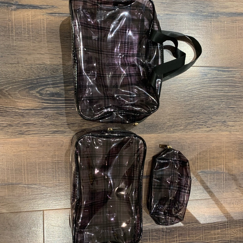 Plaid Transparent Travel Bag Set